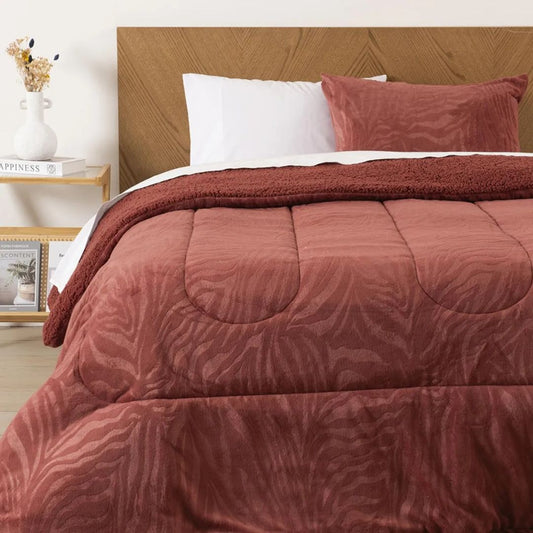 Plumón Coral Emboss 1.5 Plazas Ladrillo Mashini
