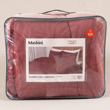 Plumón Coral Emboss 1.5 Plazas Ladrillo Mashini