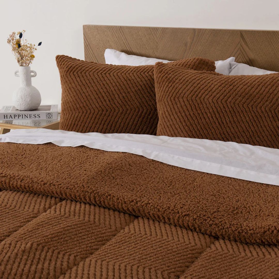 Plumón 2 Plazas Sherpa Jacquard Chevron Café Mashini