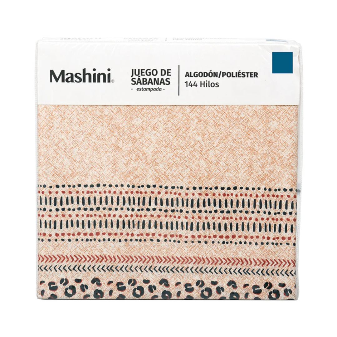 Sábana 2 Plazas 144 Hilos Estampado Animal Mashini