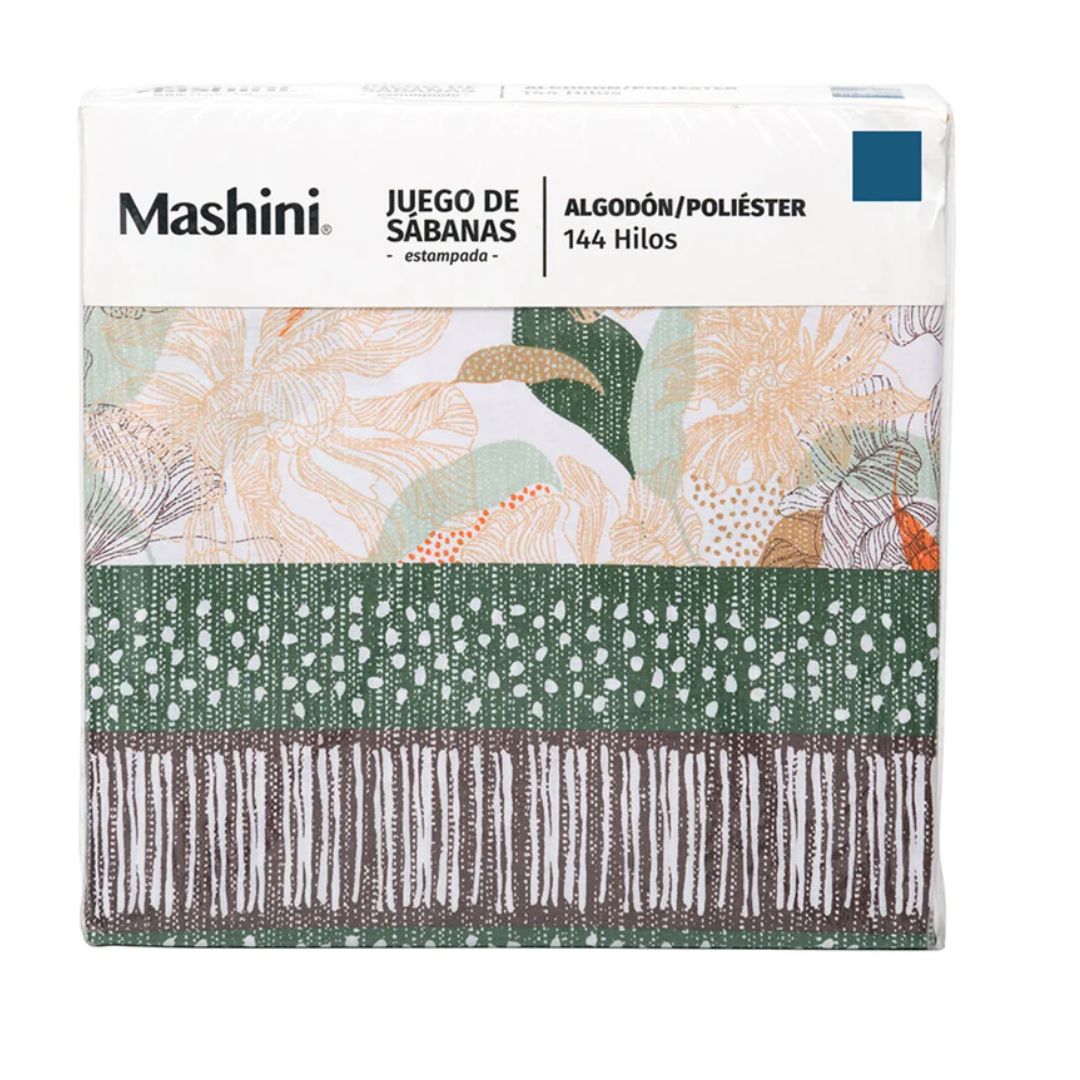 Sábana 1.5 Plazas 144 Hilos Estampado Garden Mashini