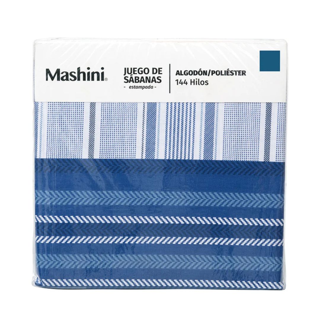 Sábana 2 Plazas 144 Hilos Estampado Lines  Mashini