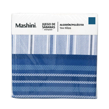 Sábana 2 Plazas 144 Hilos Estampado Lines  Mashini