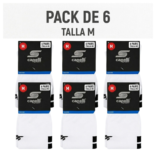 Pack de 6 Medias de Fútbol Capelli Sport Blancas Unisex Talla M