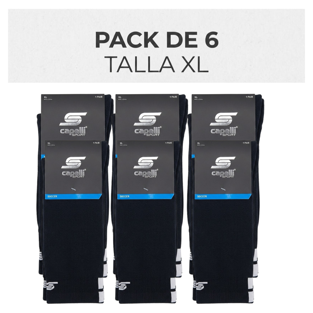 Pack de 6 Medias de Fútbol Capelli Sport Negras Talla XL