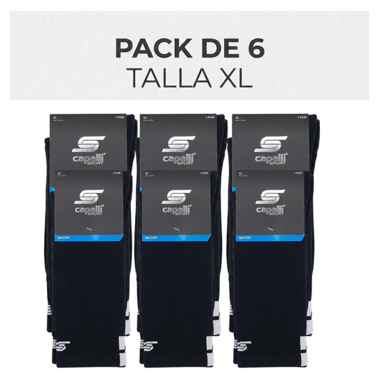Pack de 6 Medias de Fútbol Capelli Sport Negras Talla XL