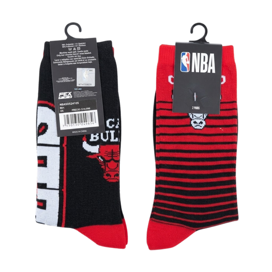 Pack 2 Calcetines NBA Chicago Bulls Unisex Originales Largos