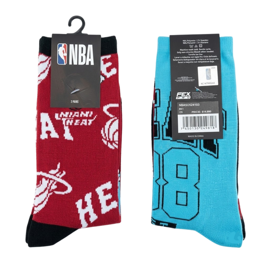 Pack 2 Calcetines NBA Miami Heat Crew Unisex Originales