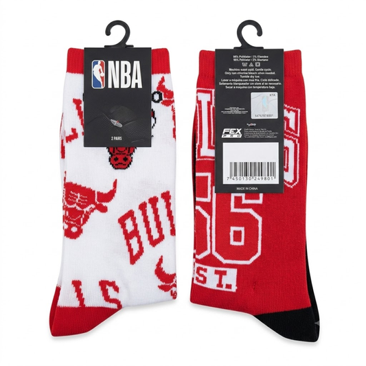 Pack 2 Calcetines NBA Chicago Bulls Unisex Originales Largos