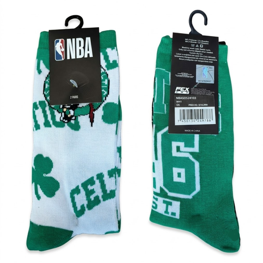 Pack de 2 Pares de Calcetines Largos NBA Boston Celtics Originales
