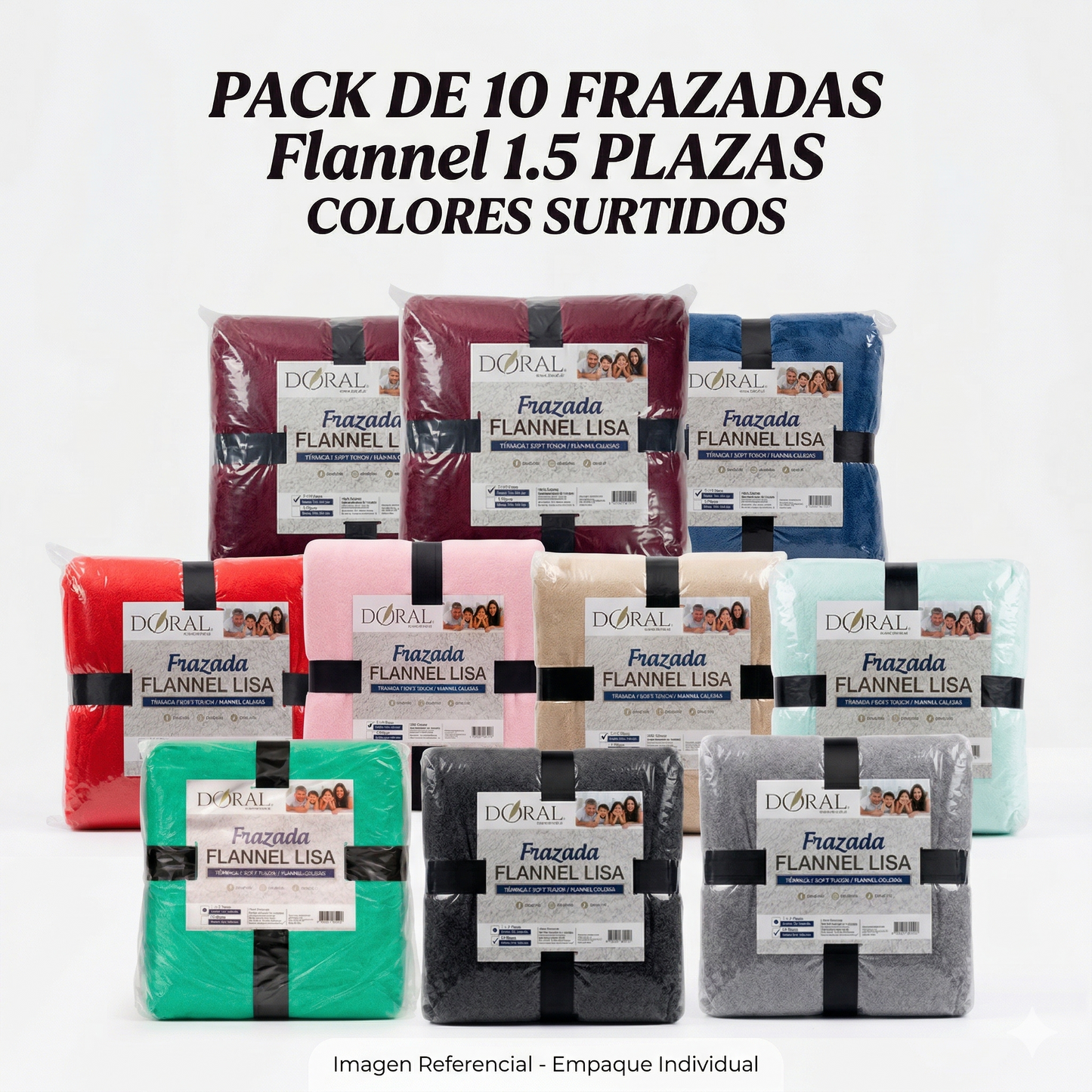 PACK DE Frazada Térmica Doral 1.5 Plazas COLORES SURTIDOS