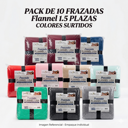 PACK DE Frazada Térmica Doral 1.5 Plazas COLORES SURTIDOS