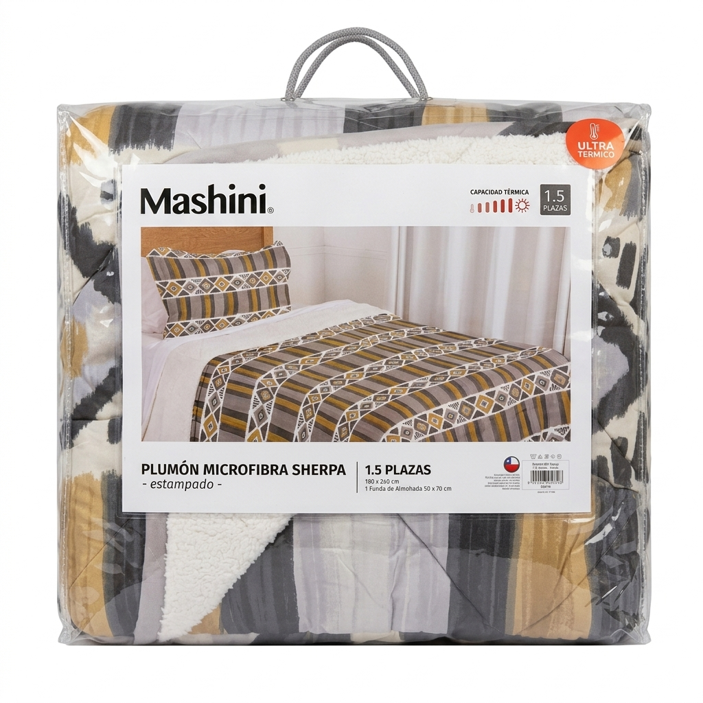 Plumón Sherpa “Étnico Mustard” – Mashini 1,5 Plazas (180x240 cm)