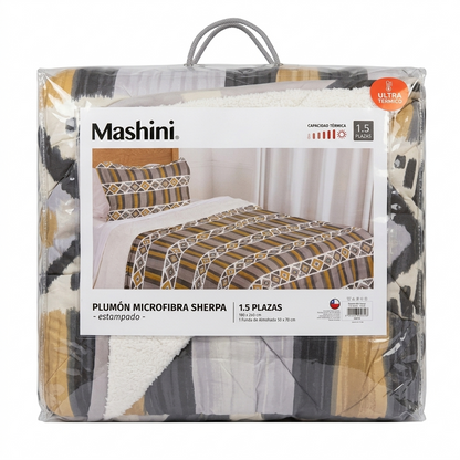 Plumón Sherpa “Étnico Mustard” – Mashini 1,5 Plazas (180x240 cm)