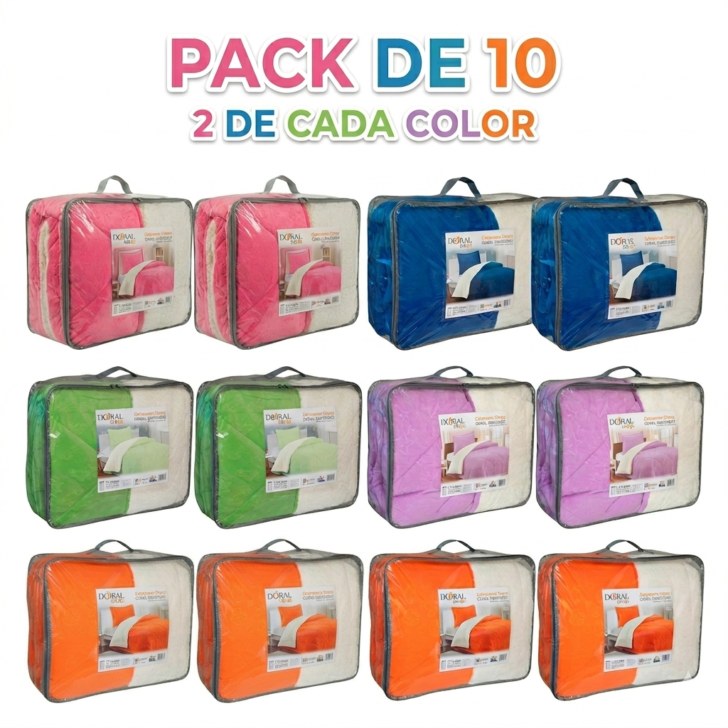 Pack de 10 cubrecamas 1.5 Plazas doral – 2 DE CADA COLOR