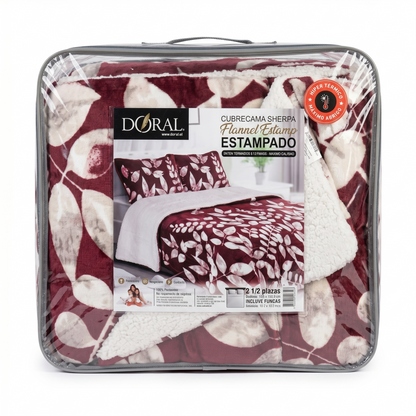 Plumón Sherpa Doral modelo Flannel Deluxe Floreado- 2.5 Plazas (250 x 240 cm)