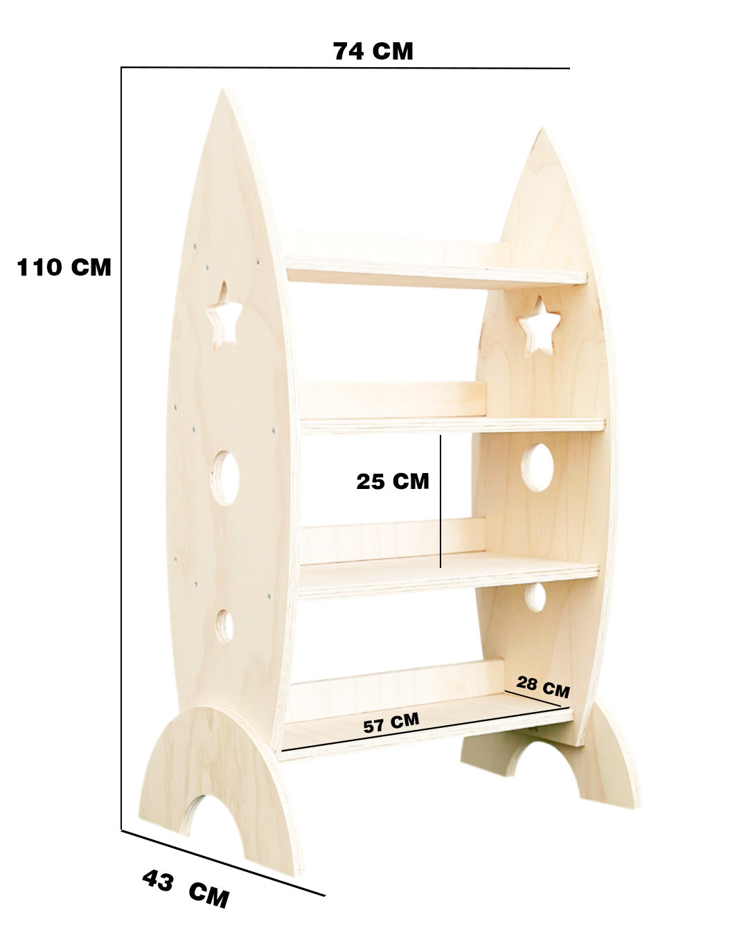 Estantería Cohete Espacial de Madera para Niños