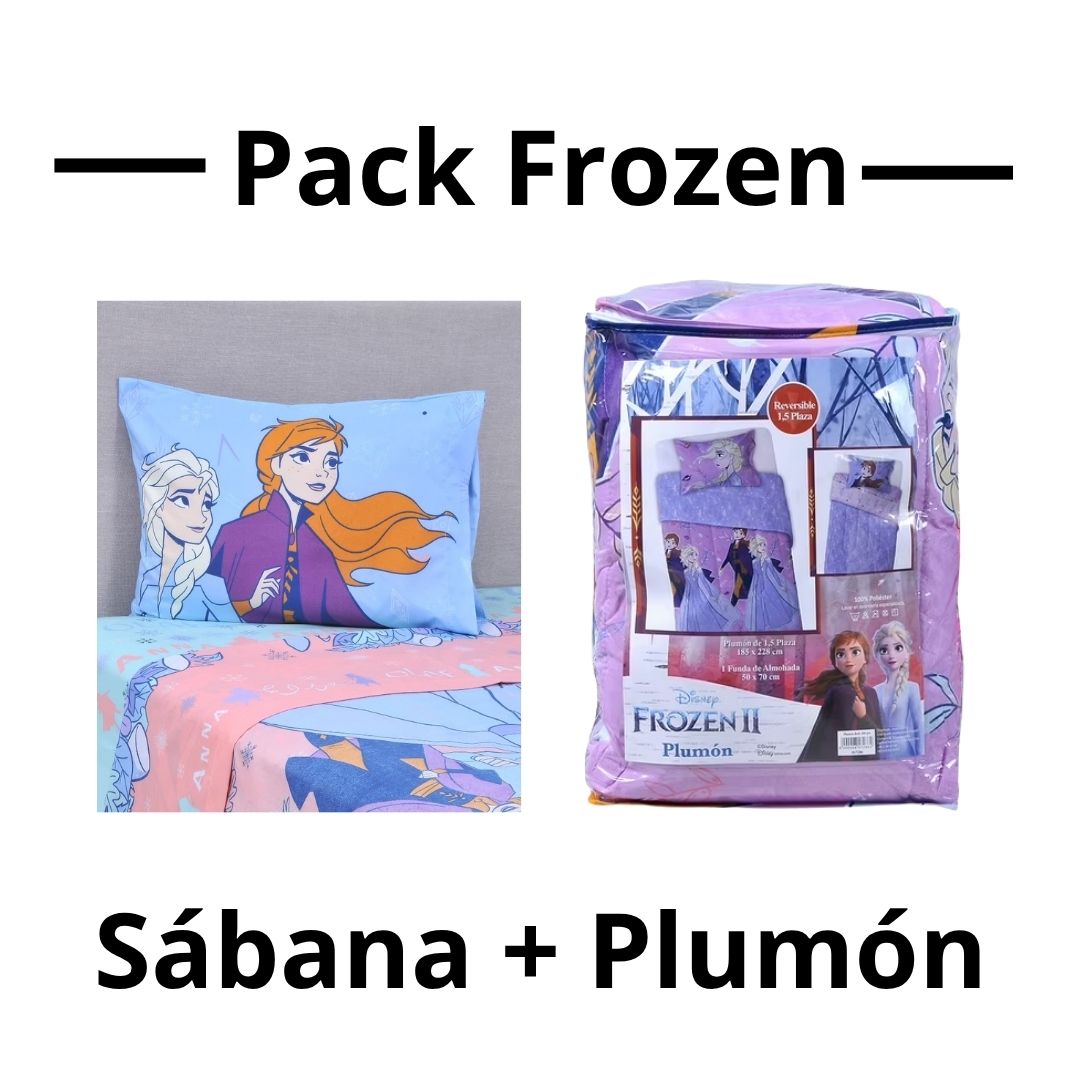 Pack de Sábanas y Plumon infantil 1.5 plazas frozen