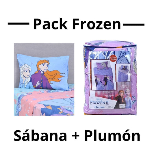 Pack de Sábanas y Plumon infantil 1.5 plazas frozen