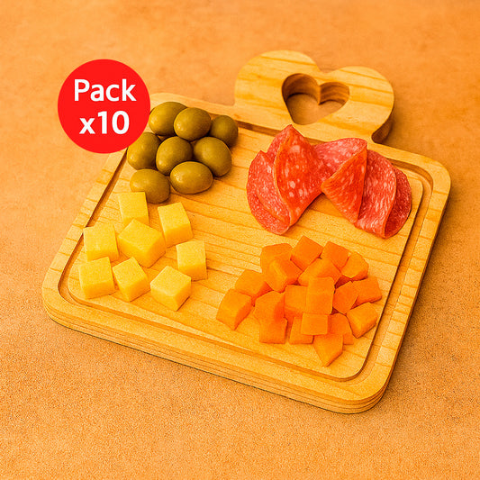 Pack de 10 Tablas de Picoteo Corazón 22x21 cm