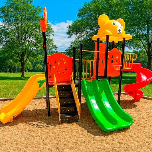 Juego Infantil de Exterior con 4 Toboganes