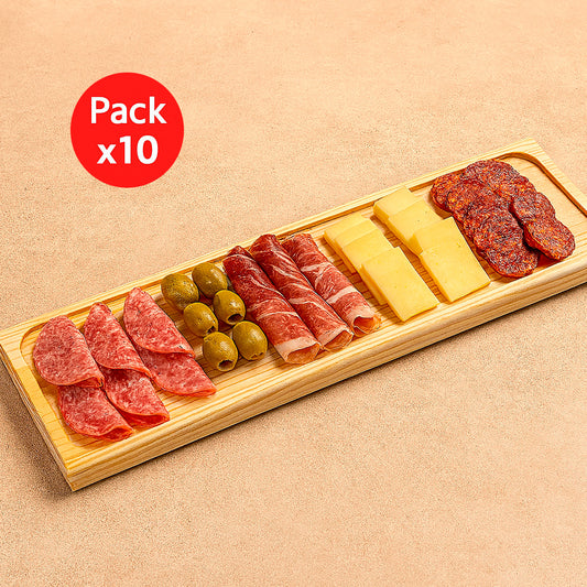 Pack de 10 Tablas de Picoteo Pino 70x23x2 cm