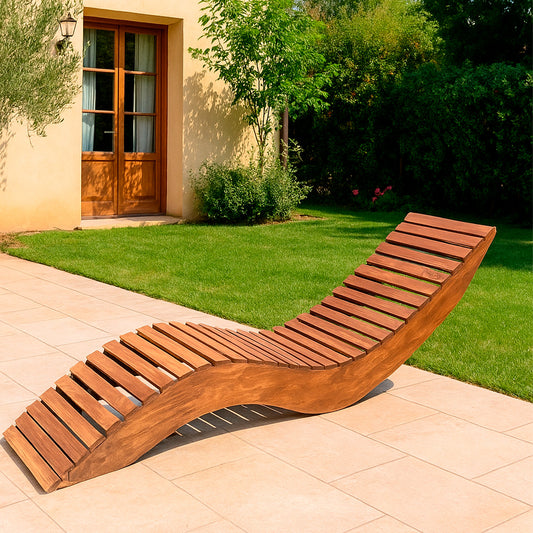 Reposera Curva de Madera Natural Tratada