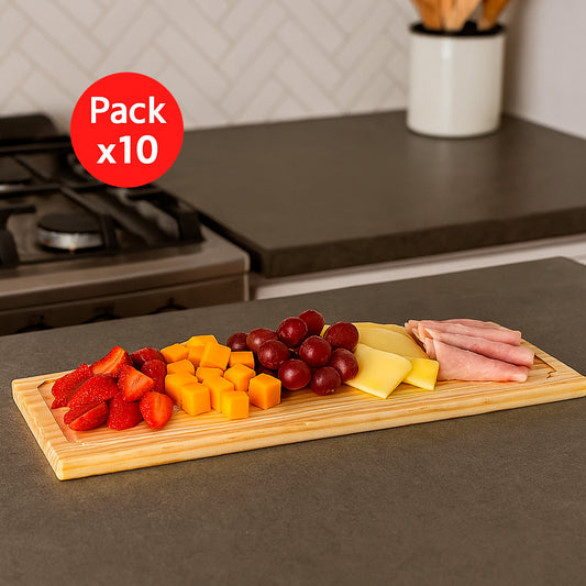 Pack de 10 Tablas de Picoteo Pino 70x23x2 cm