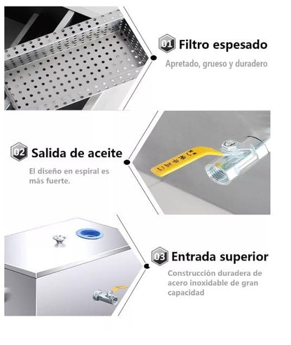 Trampa de Grasa Acero Inoxidable 50x25x25cm