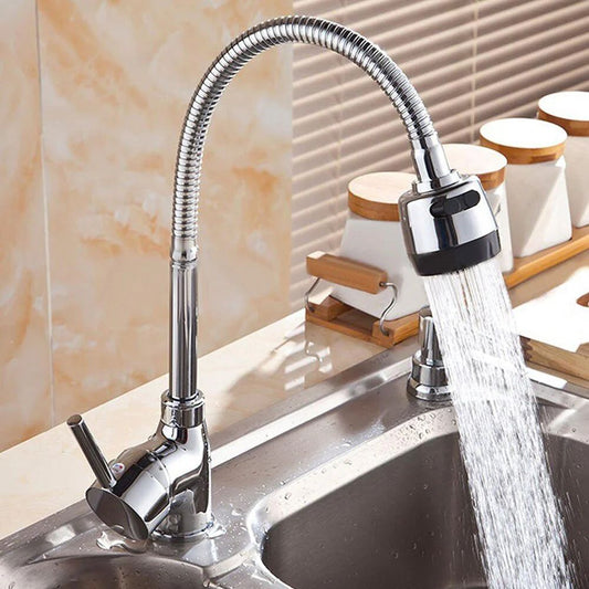 Grifería de Cocina Monomando con Cuello Flexible y Rociador de Doble Función