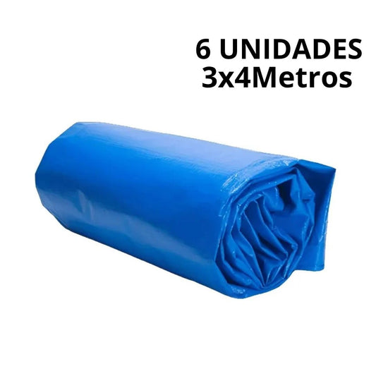 Pack de 6 Lonas Reforzada de Polietileno (Polytarp) de Gran Tamaño – 3x4 Metros