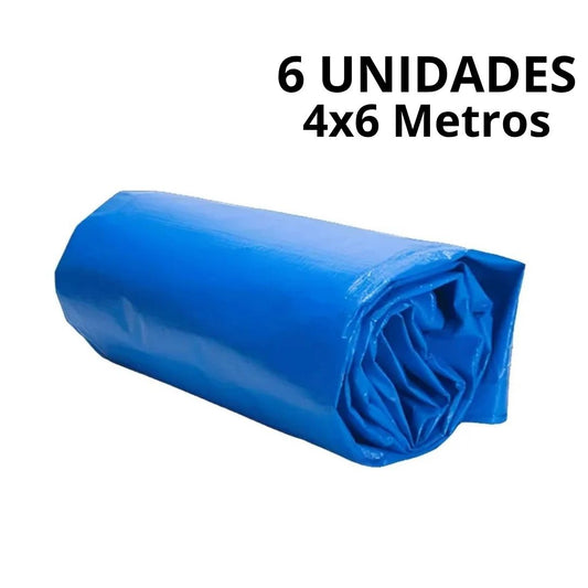 Pack de 6 Lonas Reforzada de Polietileno (Polytarp) de Gran Tamaño – 4x6 Metros
