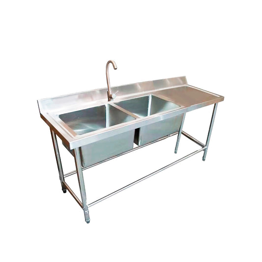 Lavafondo Simple con secador Derecho de Acero Inoxidable 150x60x90 cm