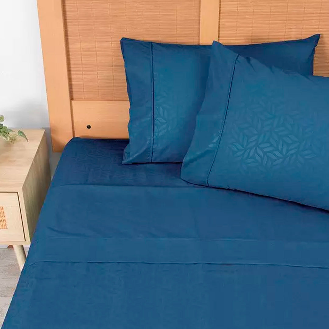 Sábanas 2.5 plazas 240 hilos Azul Plumetti Mashini