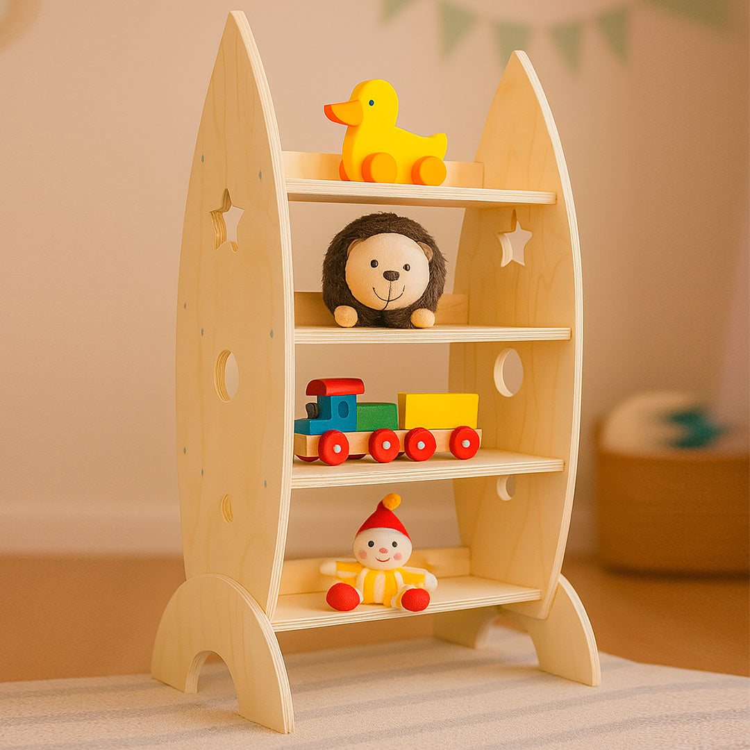 Estantería Cohete Espacial de Madera para Niños