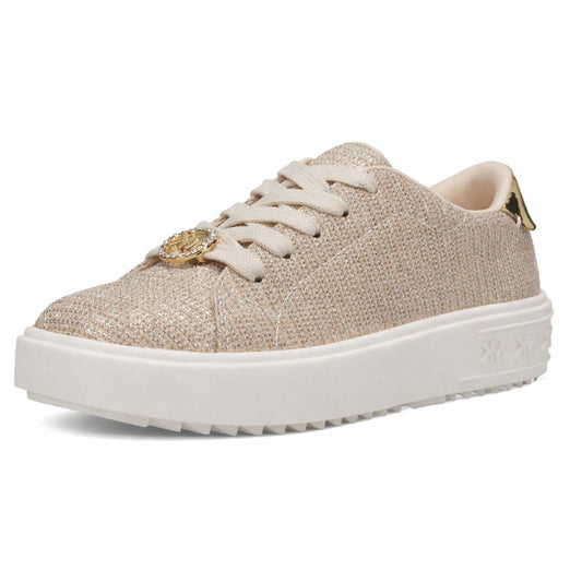 Zapatilla Michael Kors Originales beige con brillo y suela plataforma