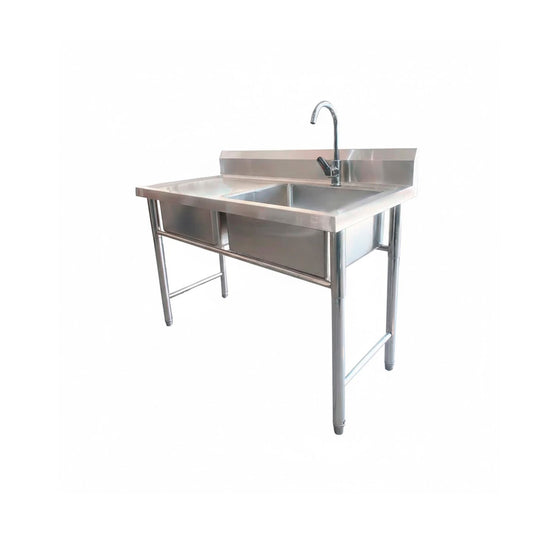 Lavafondo Simple con secador Izquierdo de Acero Inoxidable 100x60x90 cm