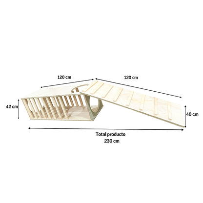 Túnel Montessori de Madera con Rampa Desmontable