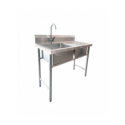 Lavafondo Simple con secador Derecho de Acero Inoxidable 80x60x90 cm