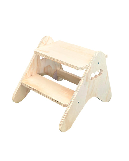Escalera 2 en 1 Montessori de Madera para Niños (Escalón + Banquito)