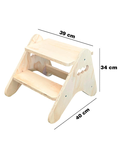 Escalera 2 en 1 Montessori de Madera para Niños (Escalón + Banquito)